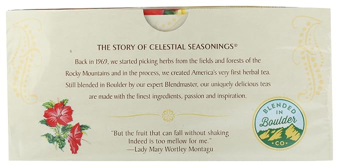 Celestial Seasonings Lemon Zinger Herbal Tea Box, Caffeine Free, 20 Tea Bags (Pack of 2)