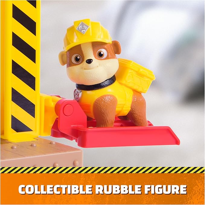 Rubble & Crew, Launch & Spin Spaceship Playset with Rubble Toy Figure in Construction Uniform, Kids Toys for Boys & Girls Ages 3 and up
