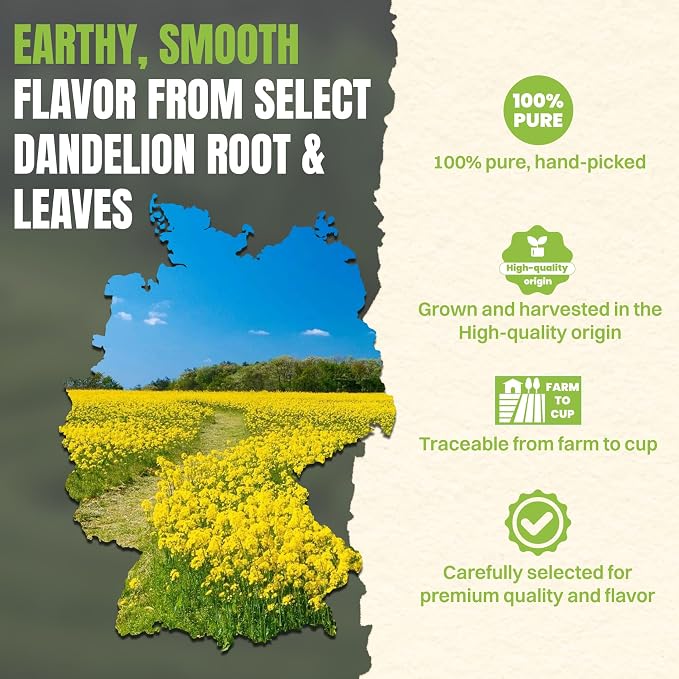 Hiihone Dandelion Root & Leaf Tea Bags 30 Count – Caffeine-Free Dandelion Herbal Tea, Supports Liver Cleanse, Detox & Digestion, Roasted Dandelion Root Tea, Natural Non-GMO
