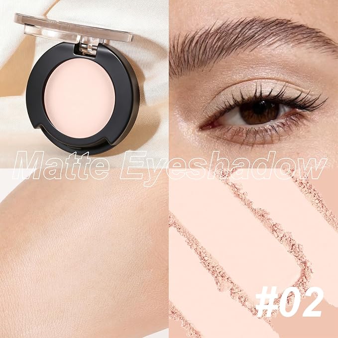 Ivory Opal Single Eyeshadow, Highly Pigmented Blendable Pressed Powder Eye Shadow, Long-Lasting Eye Makeup for Women, Versatile for Daily Commute, Buildable Color Payoff for Natural Looks #02