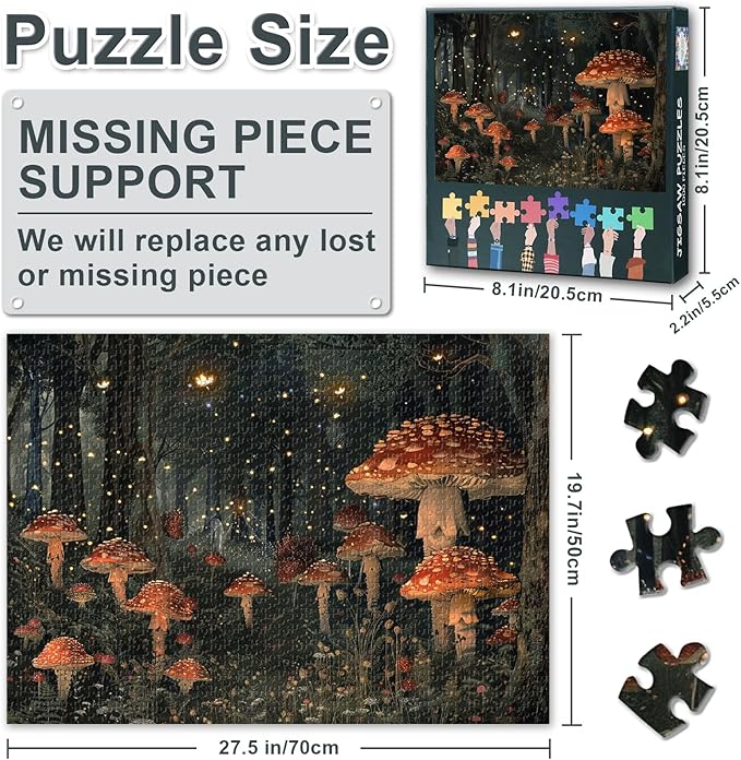 Jigsaw Puzzle 1000 Pieces, Merry Mushroom Adult Jigsaw Puzzles, Adults Puzzles 1000 Piece Challenging Puzzle Perfect for Game Nights Educational Toy Finished Size 19.5 x 27.5 Inch
