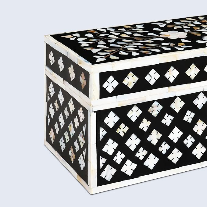 Handicrafts Home Large Decorative Storage Box with Lid– 10x5x5” Coffee Table Organizer, Keepsake-Decorative Boxes for Home Decor, Stylish Decorative Box for Office Décor- Rhonda Bouquet