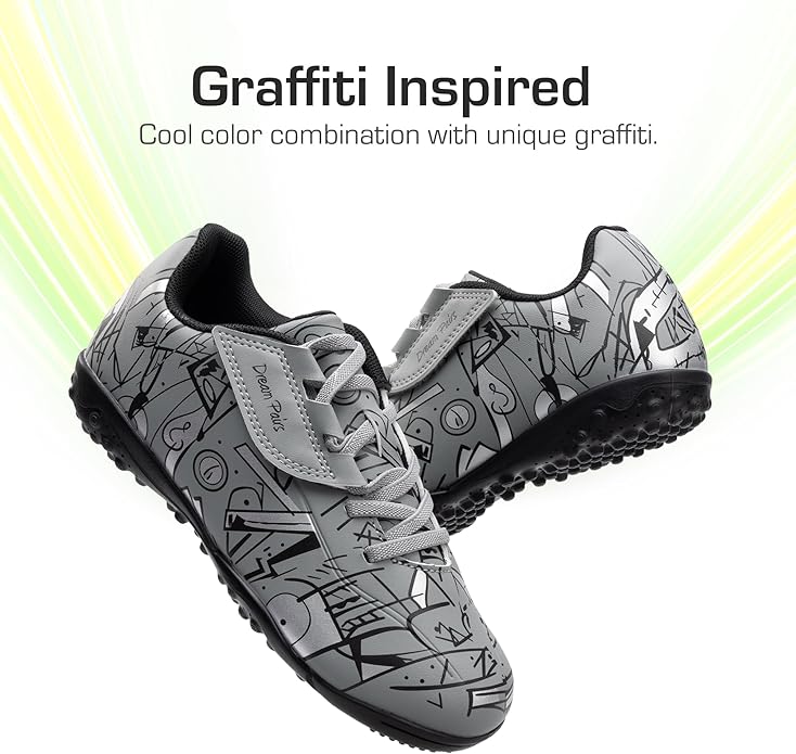 DREAM PAIRS Boys Girls Indoor Turf Soccer Cleats Lace Up Athletic Youth Futsal Football Casual Shoes for Little/Big Kid