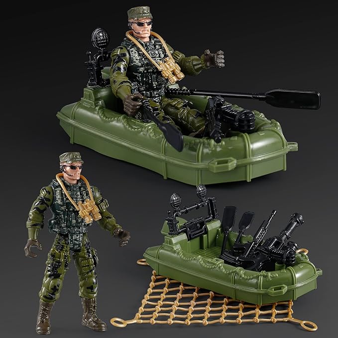 US Army Men Action Figures Play Set,Toy Soldiers with Military Weapons Accessories for Kids Boys