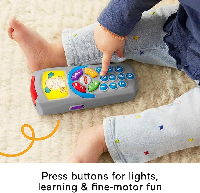 Fisher-Price Baby Learning Toy Laugh & Learn Puppy’s Remote Pretend TV Control with Music & Lights for Infants Ages 6+ Months