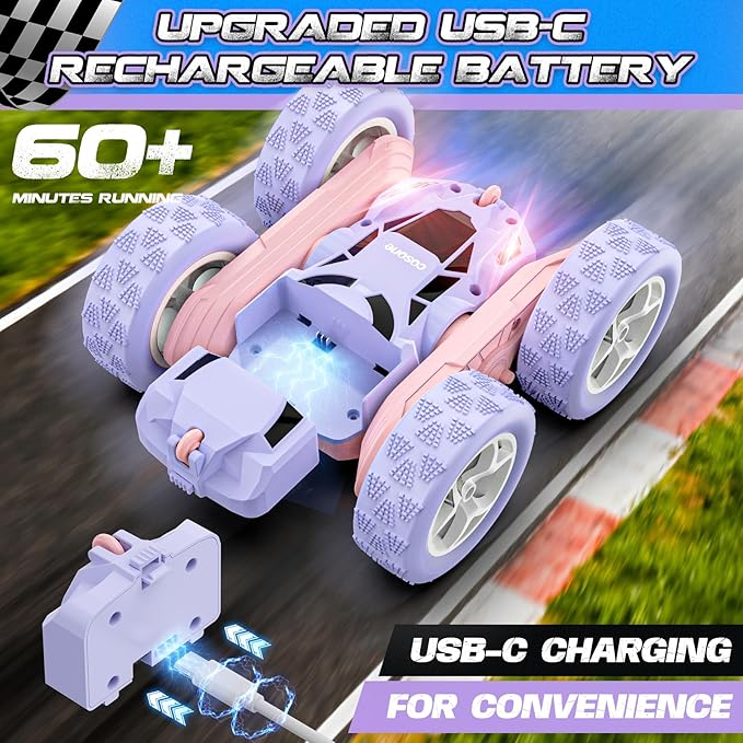 cosone RC Stunt Car Remote Control Cars with Lights Double-Sided Driving Indoor Outdoor Toys Gifts Presents for 6 7 8 9 10 11 12 Year Old Kids Boys Girls