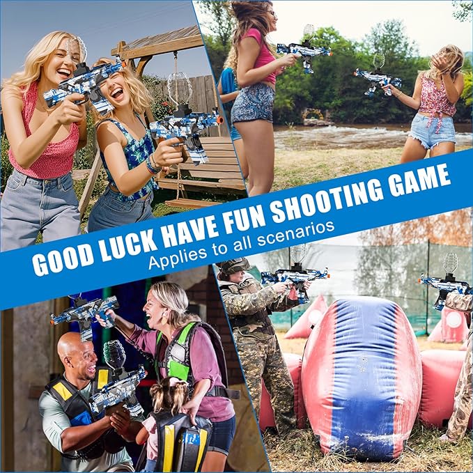 Halloween Gel Ball Blaster Gun Blue, Electric Orby Ball Gun with Top-Loading Design, Long Range Auto Shooting Splat Gun for Outdoor Team Games & Backyard Fun, Ages 14+