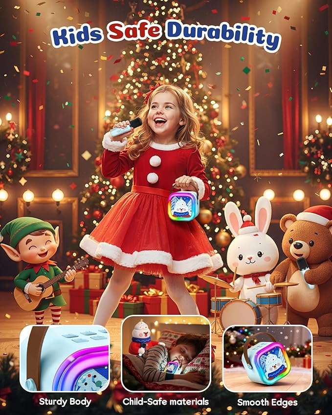 Mini Karaoke Machine for Kids, 2025 TOP Toys Birthday Gifts Ideas for Girls Ages 4, 5, 6, 7, 8, 9, 10, 12+ Years Old, Portable MP3 Player with 2 Wireless Mics for Party