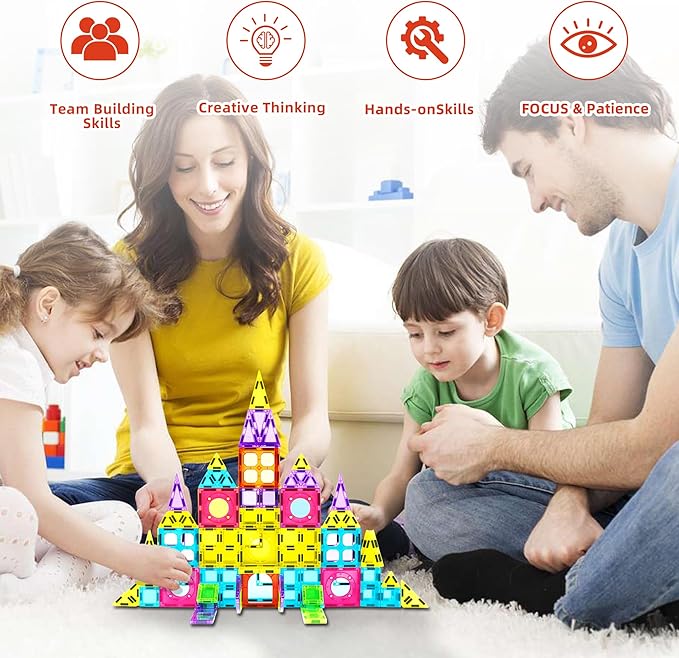 250 PCS Magnetic Tiles for Kids,Magnetic Blocks for Kids with Christmas Theme, Magnetic Building Blocks Set, 3D SETM Educational Toddler Toys