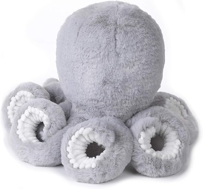 Lambs & Ivy Ocean Blue Plush Gray Octopus Stuffed Animal Toy - Inky
