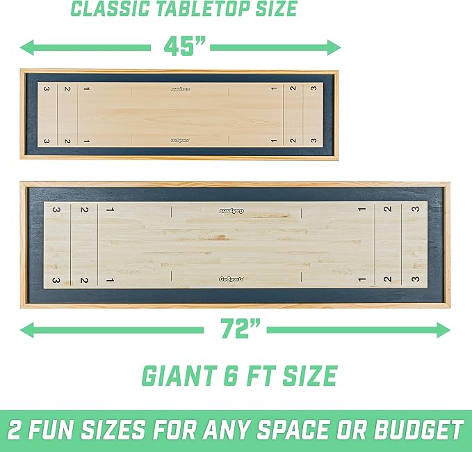 GoSports 6 ft Tabletop Shuffleboard and Curling 2 in 1 Game with 8 Pucks and Tote Bag