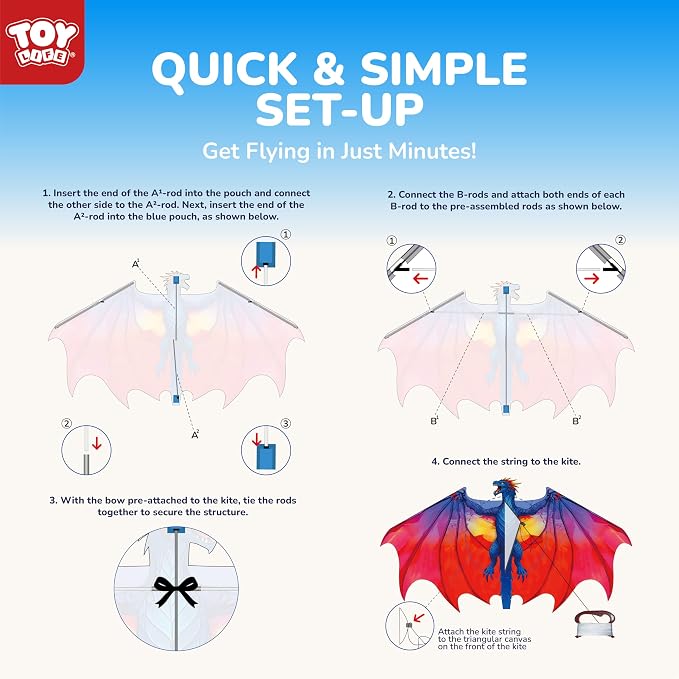 TOY Life 55.9'' Kites Easy to Fly for Kids Adults with 328.1 FT String, Beach Kite Outdoor Game Outside Toys Activity, Beach Toys for Kids, Gift for Boys Ages 4-8