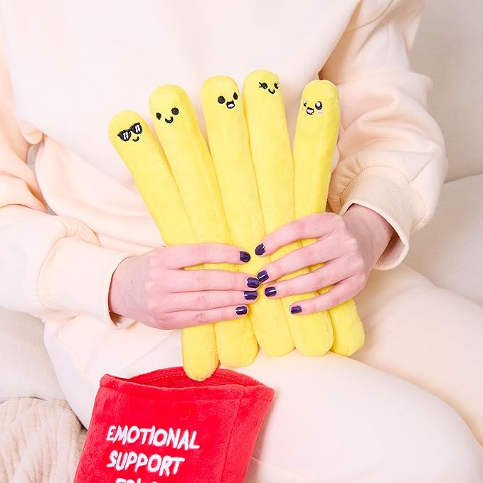 Emotional Support Fries by Relatable, Cuddly Stuffed Animals and Plush Squishy Toys, Cozy Fall Gifts and Trick or Treat Toys for Loved Ones of All Ages, Includes 5 Plushies with Carrying Basket