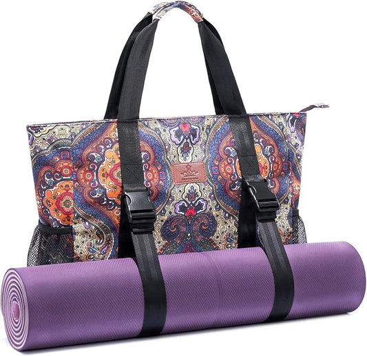 Heathyoga Multi-Functional Yoga Mat Carrier Gym Tote Bag - Large Mat Pocket, Women's Workout Bag