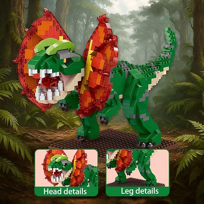 Dinosaur Micro Mini Building Block Sets for Adults, No Compatible with Lego, Building Toys for Home & Office Decor, MOC 3D Creative Model Gifts for Christmas