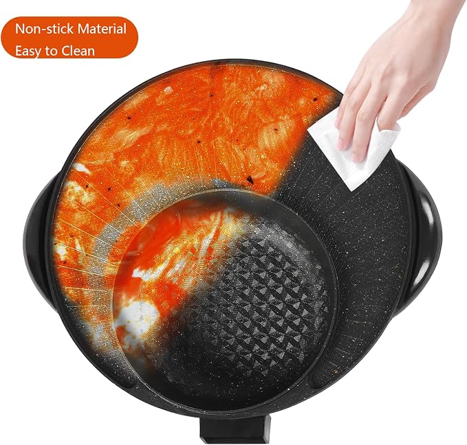 Hot Pot and Grill Combo Electric 2 in 1 Korean BBQ Grill Indoor Shabu Shabu Pot Electric Hot Pot with Grill for Hotpot BBQ, Barbecue & Grill (1350W)