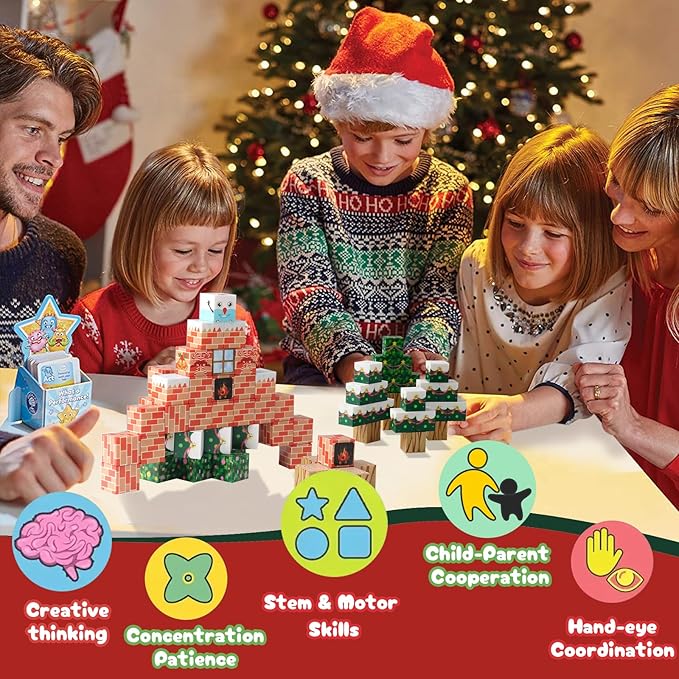 100 Pcs Magnetic Blocks, Magnetic Building Blocks for Kids, Build Mine Magnet World Set with Christmas Snow Magnet Blocks, Magnetic Building Cubes STEM Construction Toys for Kids Ages 3 4 5 6 7 8
