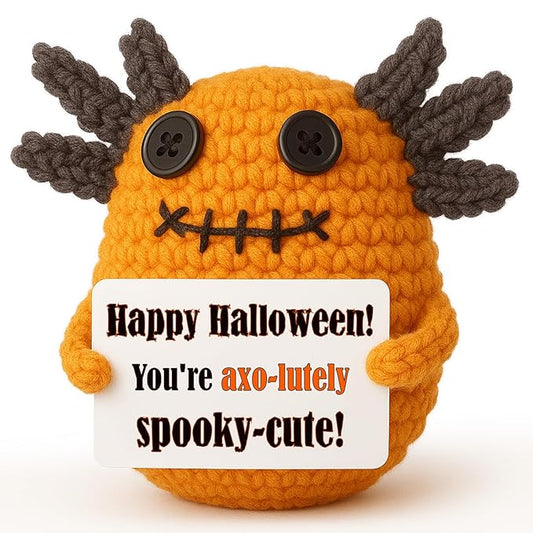 Non Candy Halloween Treats for Kids, Crochet Axolotl Décor for Teens Tweens Girls Boys, Trick or Treat Halloween Gifts, Halloween Goodie Bag Stuffers in Boo Basket