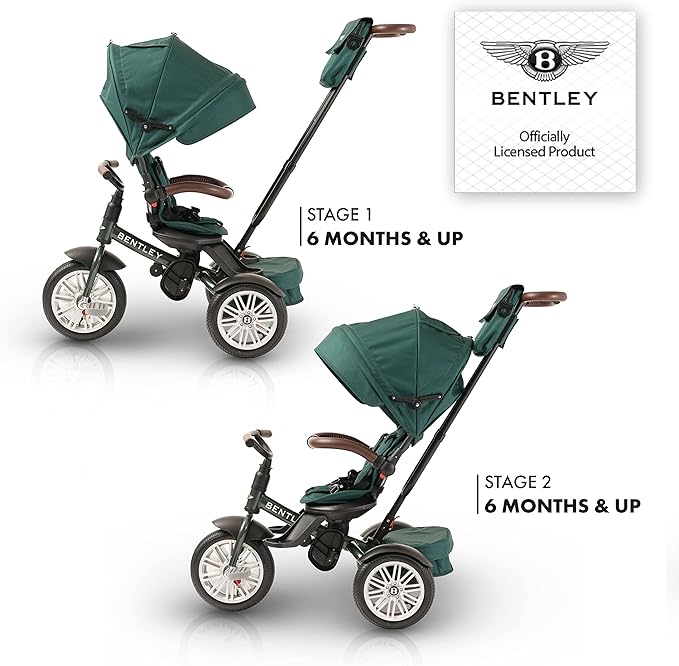 Bentley Kids Trike - All Terrain Toddler Bike 6-in-1, Officially Designed by Bentley Motors UK; Baby to Big Kid Tricycle is a Compelling Statement of Performance & Luxury, Spruce Green (6m-5y+)