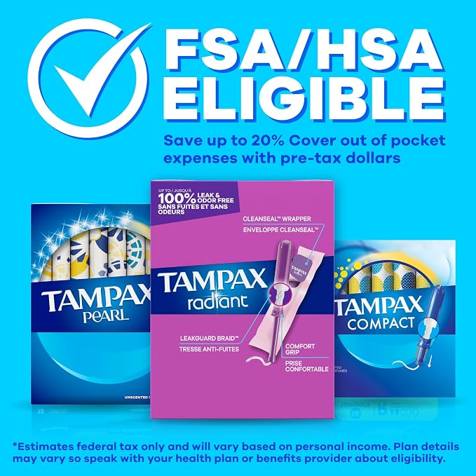 Tampax Compact Pearl Tampons, with LeakGuard Braid & Extendable Applicator, Regular Absorbency, Compact Extendable Applicator, Unscented, 16 Count (Packaging May Vary)