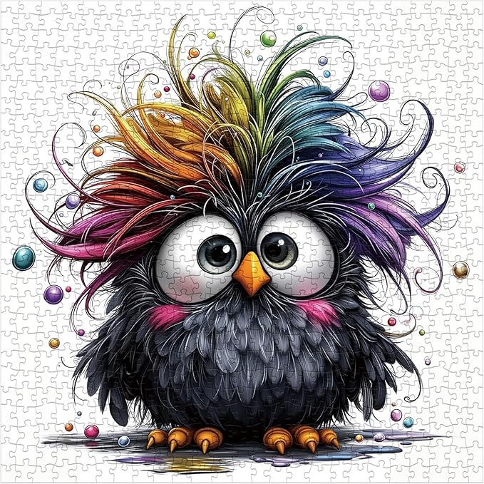 Funny Chick Puzzles 1000 Piece Puzzle for Adults, Cute Bird Art Jigsaw Puzzles, Colorful Chicken Impossible Hard Difficult Challenging Aesthetic Garden Puzzle