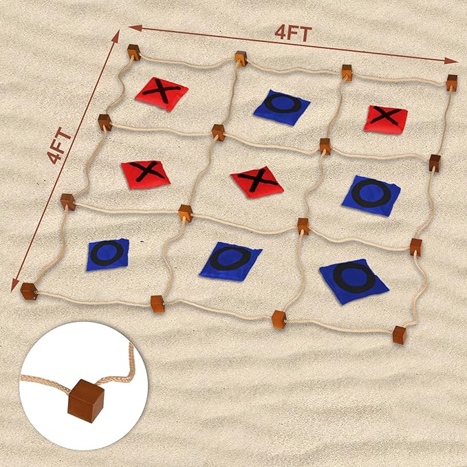 Giant Tic Tac Toe Outdoor Games, Bean Bag Toss for Kids and Adults, 4Ft x 4Ft, Large Backyard Family Game, No Assembly, Indoor Outdoor Play, Portable Giant Lawn Games, Instant Setup