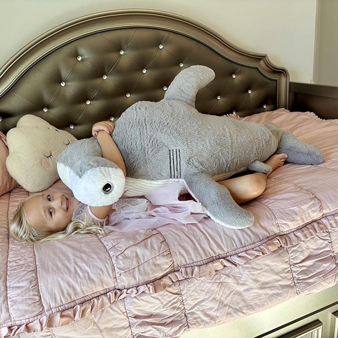 Tezituor 43.3 inch Giant Hammerhead Shark Stuffed Animal, 4ft Large Stuffed Hammerhead Shark Plush Ocean Toys, Realistic Gray Shark Plush Pillow for Girls Boys
