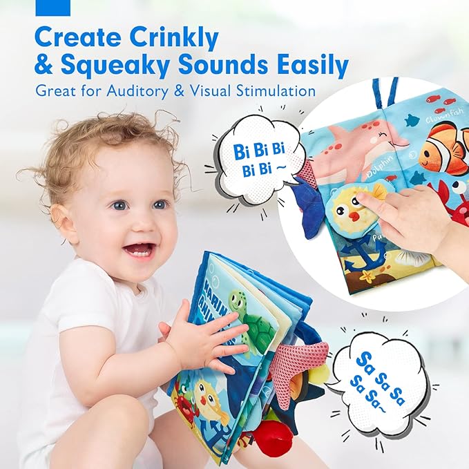 hahaland Baby Books 0-6 Months, Infant Tummy Time Toy Baby Toys 6 to 12 Months Touch Feel Book Baby Gifts for Boy Girl 0-3 Months Learning Toy Baby Valentine Birthday Easter Basket Stuffers(Single)
