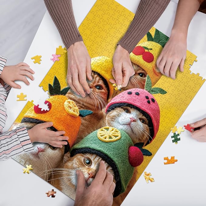 500 Pieces Large Size Jigsaw Puzzles for Adults and Teens and Kids Family Happy Games Funny Cats' Party [Larger Pieces] (Cat's Party)