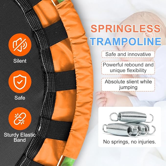 ATIVAFIT 36-Inch Toddler Trampoline with Foam Handle, Foldable Indoor Outdoor Mini Rebounder for Kids Ages 2–6