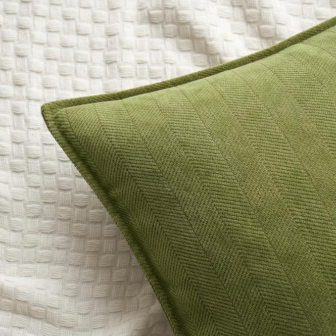MIULEE Pack of 2 Moss Green Euro Shams Chenille Pillow Covers 26x26 Inch | Decorative Soft Couch Throw Pillows,Farmhouse Cushion Covers,Elegant Design for Sofa,Bed,Living Room,Summer Decor