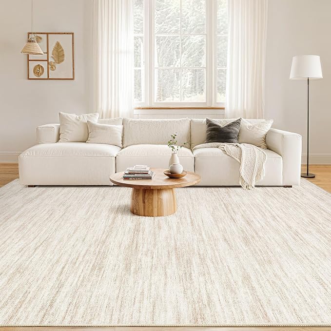 Nakagishi Boho 6x9 Area Rug Living Room Rugs Machine Washable Beige | Soft, Pet & Kid Friendly, Carpet for Living Room/Bedroom/Office/Kitchen/Nursery, Daily Home Decor Stain Resistant Moroccan