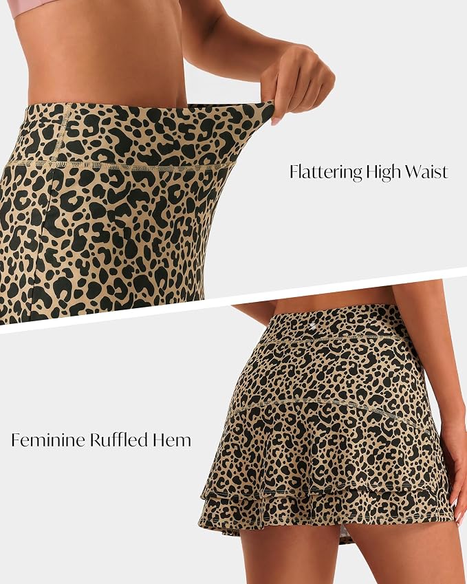 Stelle Tennis Skirts for Women Ruffle Athletic Golf Skorts with Pocket | High Waisted, Tummy Control, Built in Shorts, Athletic Skirt, Golf Skirt, Soft, Breathable, Workout, Pickleball