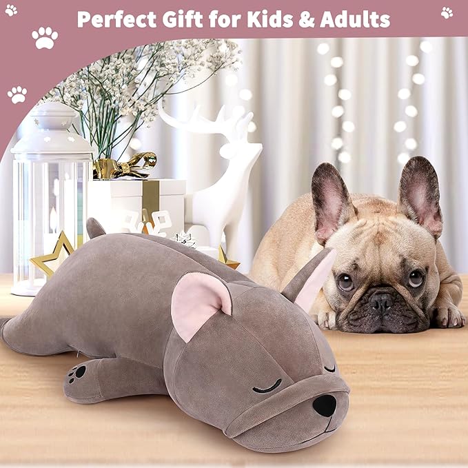 Auspicious beginning 30'' Giant French Bulldog Plush Stuffed Animal- French Bulldog Dog Plush Pillow Plushies, Large Sleeping Body Pillow Dog Plushie Toy, Christams Birthday Gifts for Kids Girls Boys