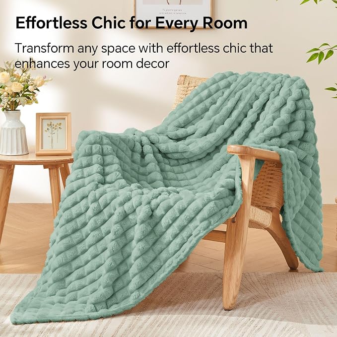 BEDELITE Sage Green Fleece Throw Blanket for Couch, 50x60 Inches | Soft Warm Fuzzy Fluffy Blanket for Bed Sofa, Lightweight Plush Cozy Blankets for Home Room Decor, Gift for Women, All Season