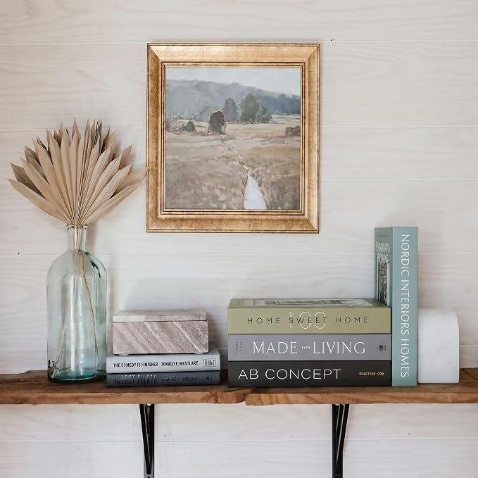 4 Pcs Decorative Books | Faux Olive Coffee Table & Shelf Decor | Earthy Botanical Look for Living Room, Office and Entryway - Not Real, Tool-Free 2-Min Setup