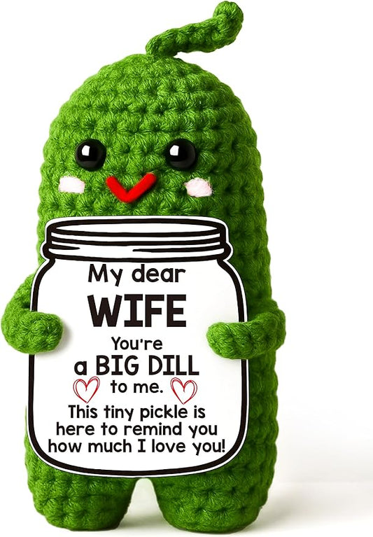MAMAGIFTREE Gift for Her Wife Christmas Gifts Birthday from Husband- To My Wife Wedding Anniversary Valentines Gifts for Women, Romantic Wife Gifts Wife Birthday Gift Ideas Handmade Crochet Pickle
