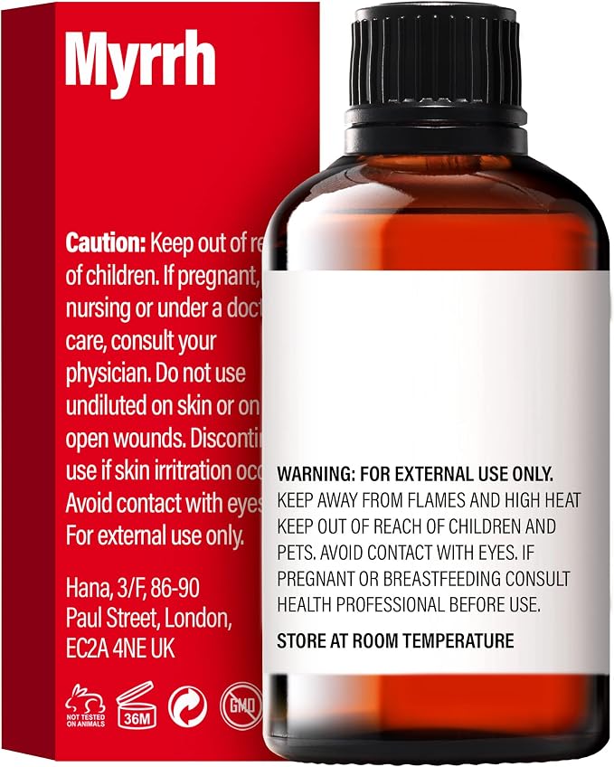 H'ana Myrrh Oil - 1.02 Fl Oz Myrrh Essential Oil for Hair, Skin, Diffuser, Aromatherapy & DIY