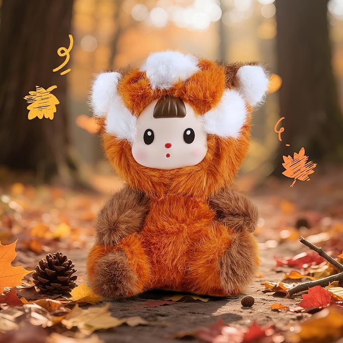 Plush Figure Toys, Plush Toys with Vinyl Face Brown Raccoon Shaped for Girls Boys Kids Lovers, Kawaii Cute Vinyl Stuffed Animals Figurines Doll Gifts for Collectibles Home Decor Birthday Christmas