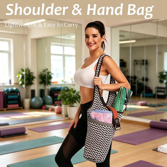 SportsYoga Mat Bag,Large Opening Yoga Mat Carrier for Quick Access,with Large Size Pocket and Zipper Pocket,Thick Mats for Workout,Gym, Pilates