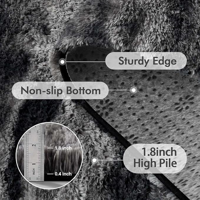 9x12 Ft Extra Large Shag Rugs for Living Room, Ultra Soft Fluffy Furry Area Rugs for Bedroom Indoor Floor, Aesthetic Carpet for Kids Home Decor (Black)