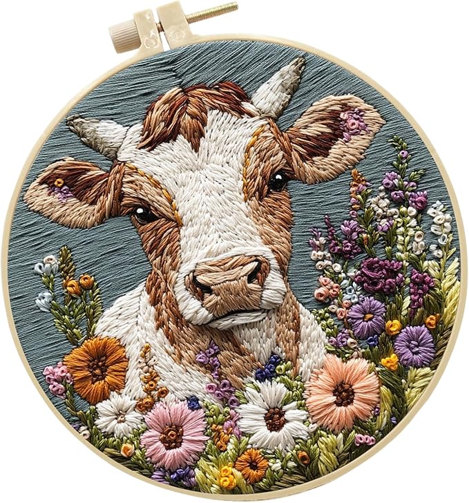 Qcbuegof Relaxing Embroidery Set Includes All Tools and Guide for Stress Relief Home Craft Embroidery Pattern