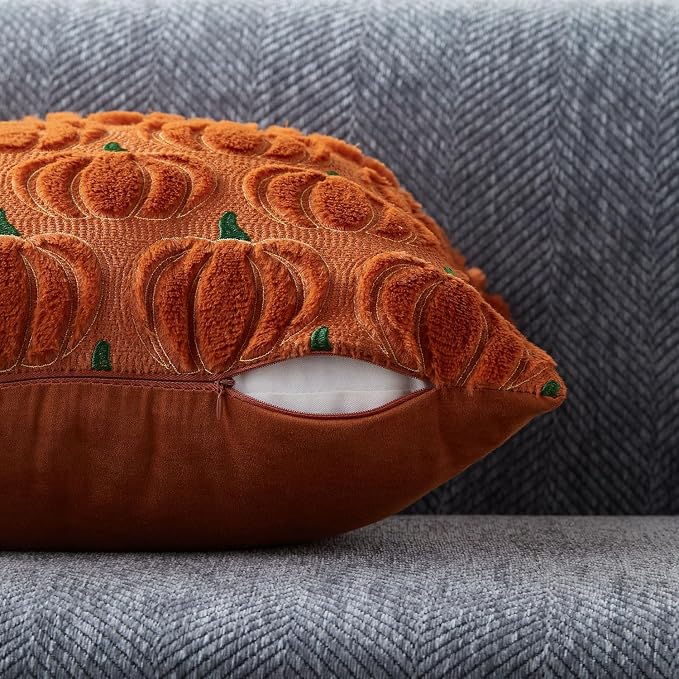 DFXSZ Fall Pillow Covers 20x20 2Pcs Rust Green Yellow Pumpkin Fall Decorations