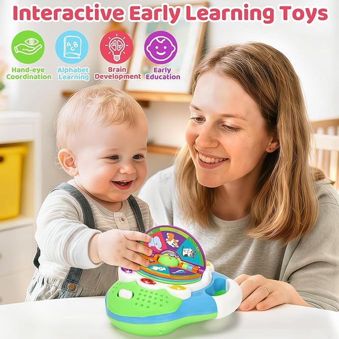 BainGesk Learning Toys for 1 2 3 Year Old Boys Girls, Alphabet Flip Toys with Sound and Light, Musical Educational Toys for Toddlers 2-3, Christmas Birthday Gift for Baby Age 12-18 Months