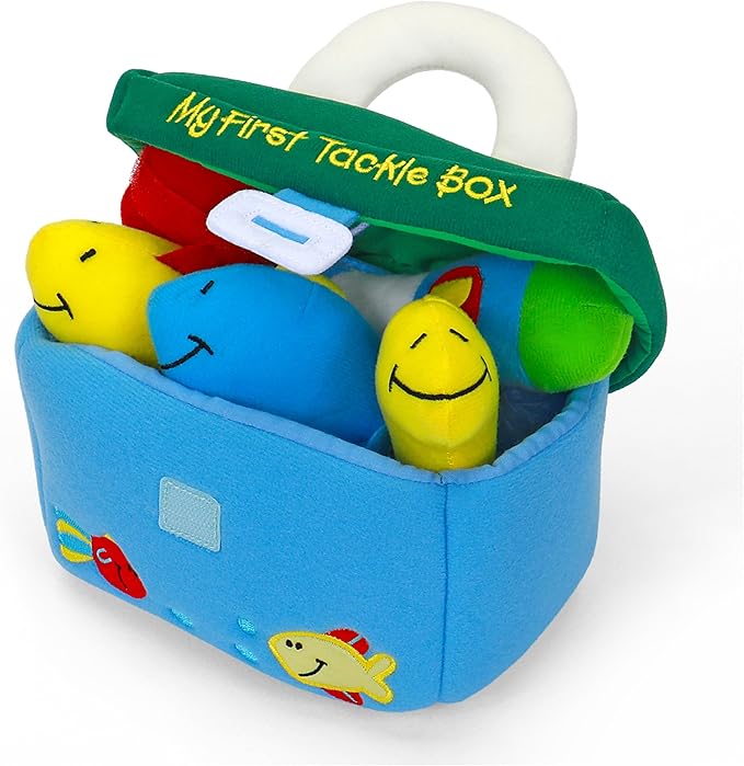 Baby GUND Play Soft Collection, My First Tackle Box 5-Piece Plush Playset with Rattle, Squeaker and Crinkle Plush Toys, Sensory Toy for Babies and Newborns, 8”