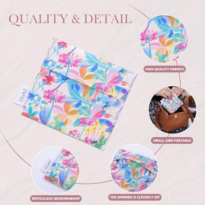 DGAZ Sanitary Napkin Storage Bag, Period Bag for Teen Aged Girls, Portable Period Bag for Panty Liners/Menstrual Cup/Small Tampons，Mini Makeup Bag for Purse(Emerald White)