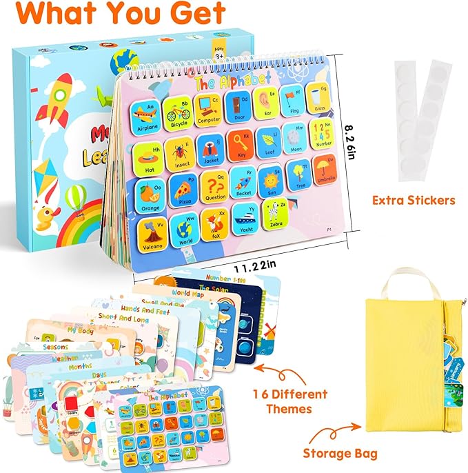 Kids Book Christmas Birthday Gifts for 3 4 5 Year Old Girls, Pre-assembled Stickers & Reusable, Activity Books for Kids Ages 3-5 - Learning Activities,Toddler Educational Toys, Autism Learning Support
