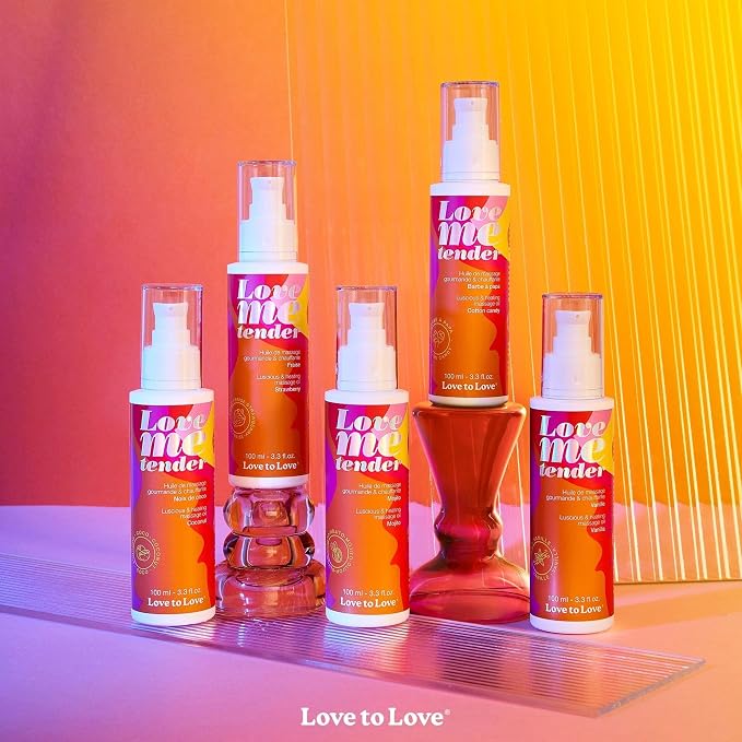 Love Me Tender Luscious Hydrating Strawberry Warming Massage Oil – Kissable Flavored Massage Oil for Couples Intimacy, Romantic Date Night, Couples Play, Sensual Body Oil, Intimacy Items 3.3 fl oz