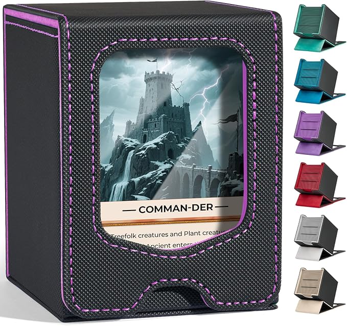 Fabmaker 4 Pack Deck Box Compatible with MTG Commander, (patent Pending) Magnetic Trading Card Storage Box with Comman-der, Fits 100 Double-Sleeved Cards, Card Box Compatible with Magic the Gathering