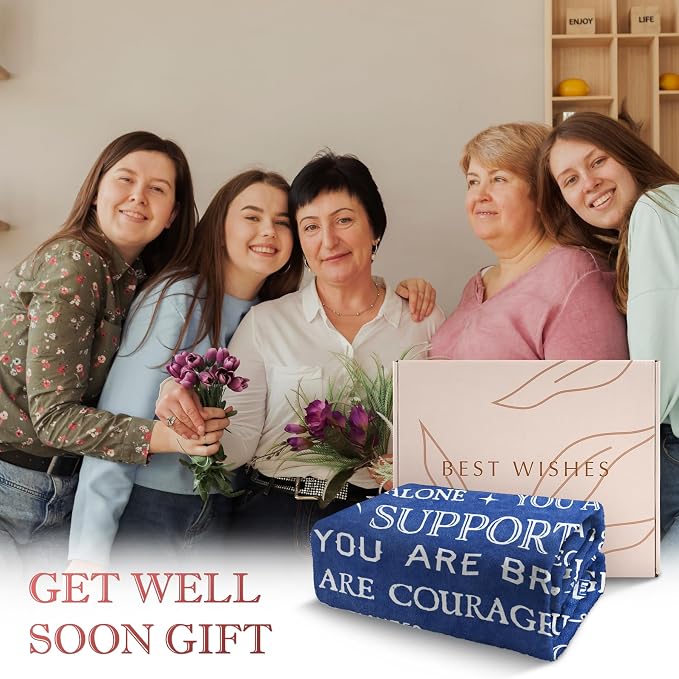 Blanket Gifts for Women or Men - Inspirational Get Well Blanket | Feel Better After Surgery Gifts for Him Her, Thinking of You Gift for Dad Son Friend Brother Coworker, 60'' x 50''